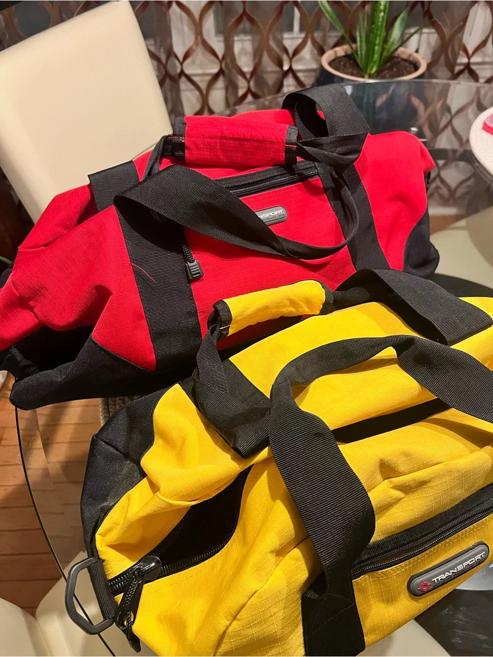 Set of 2 (Yellow and Red) Duffel Bag Set